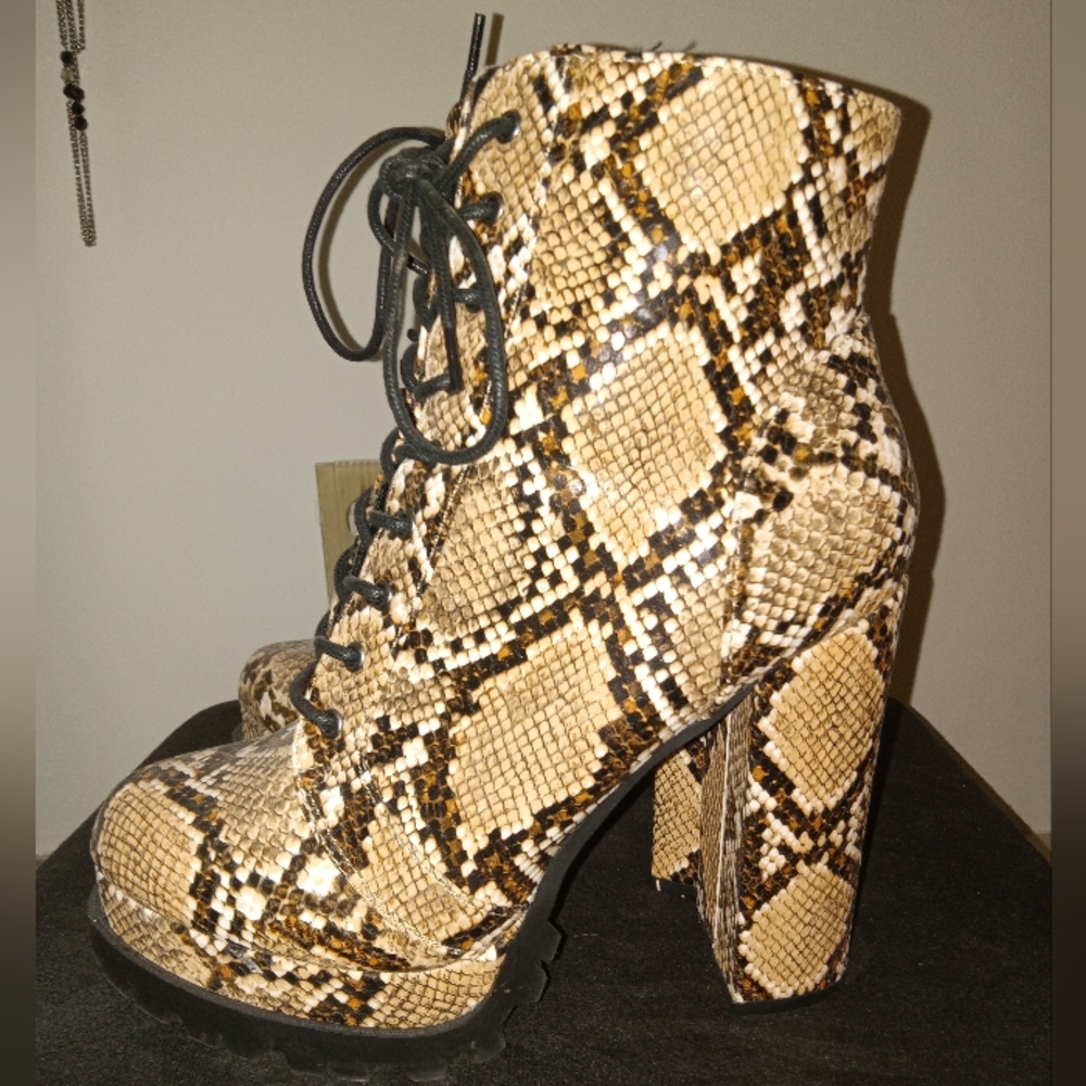 Snake skin print heels